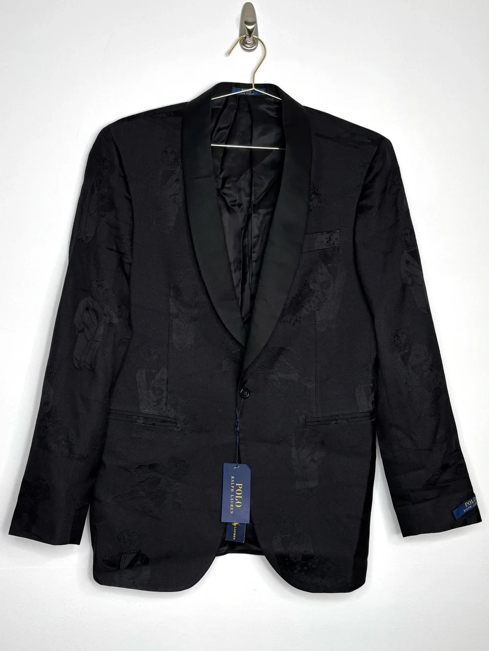 Polo Ralph Lauren Polo Bear Jacquard Tuxedo Jacket Black 40L New Dinner Jacket